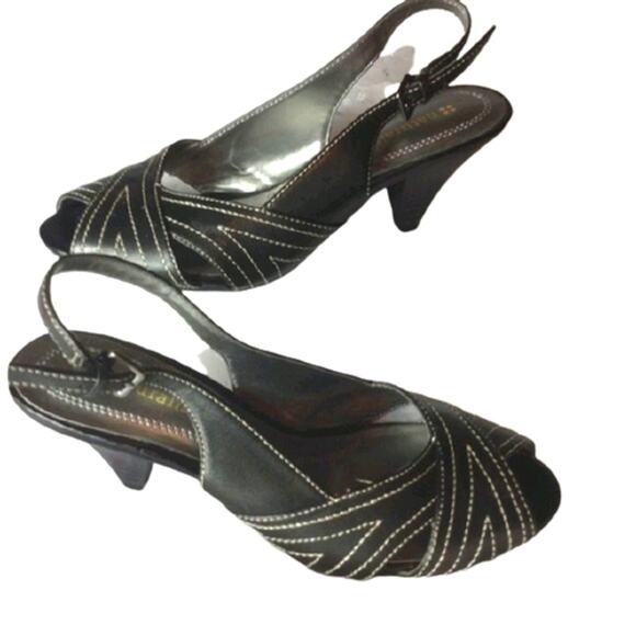 Naturalizer Black Slingback Peep Toe Pumps 6 - Picture 1 of 4